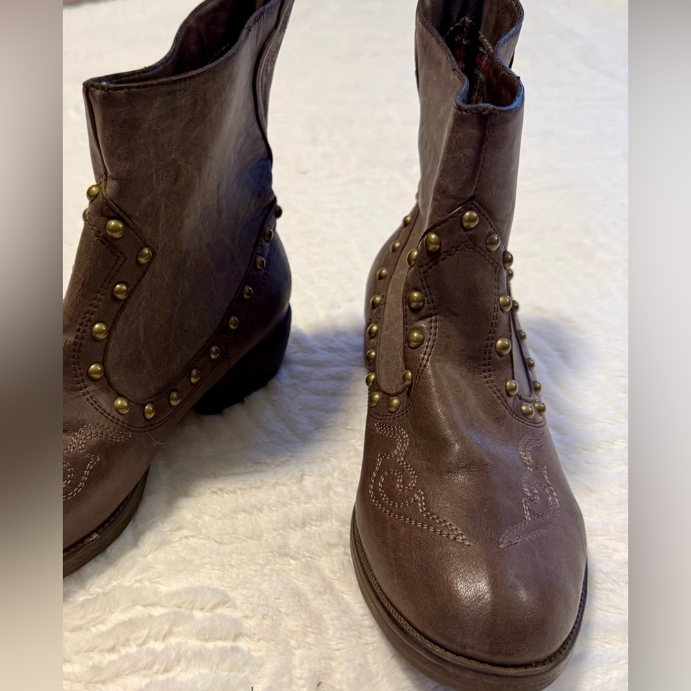 Yellow Box Studded Leather Ankle Boots